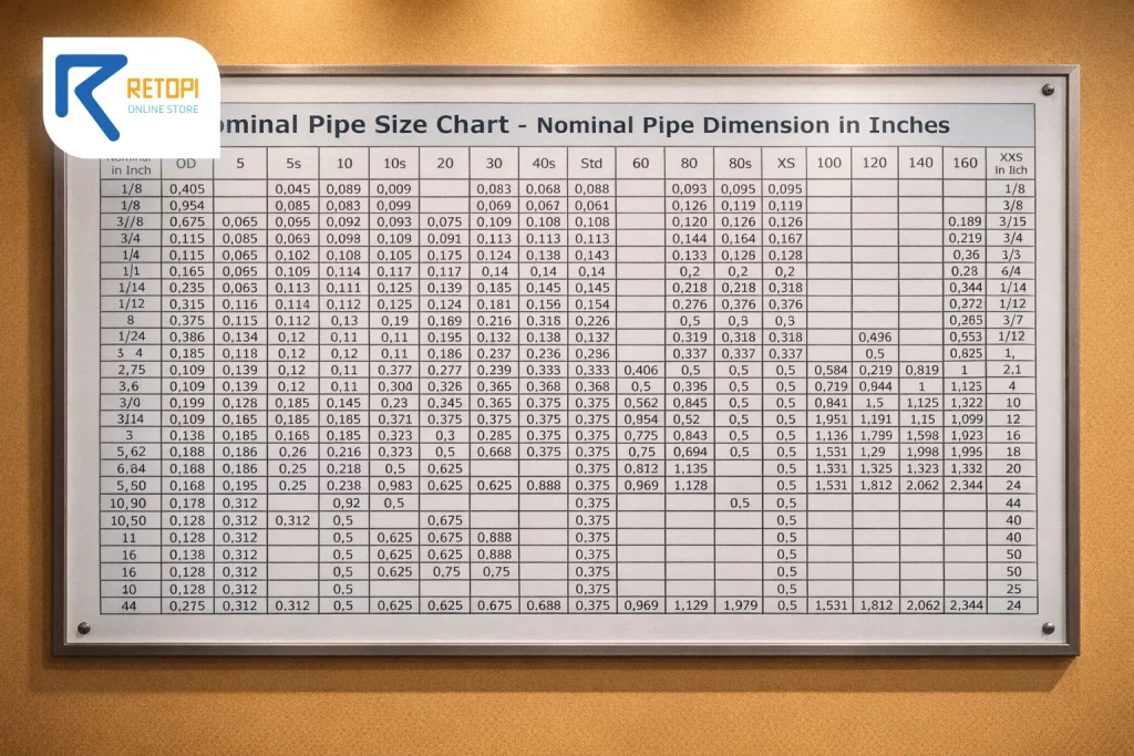 جدول ضخامت لوله